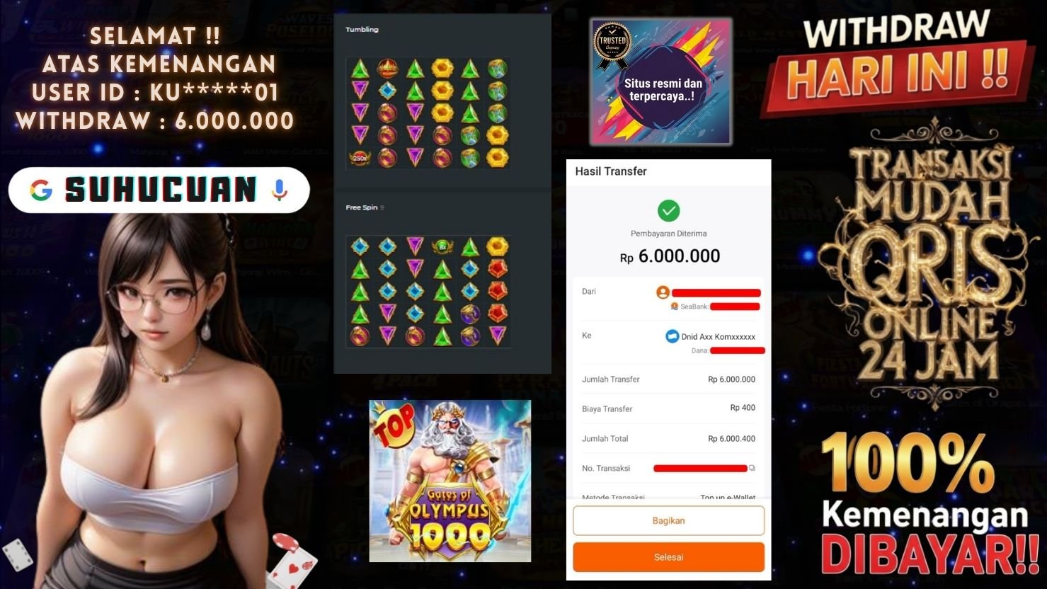 SUHUCUAN JACKPOT SLOT GATES OF OLYMPUS 1000